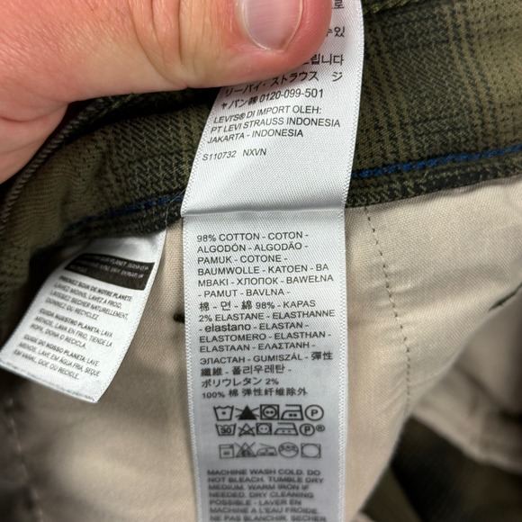 Levi's Pants Men 34x32 (34x30) Green Brown Plaid XX Chino Standard Taper - Picture 9 of 13